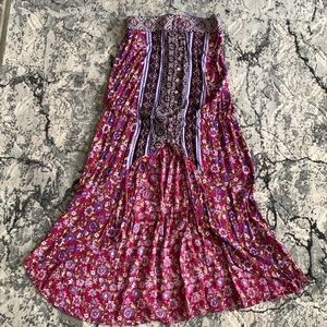 Hippie Women's High Low Skirt - Purple and Pink Floral